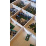 4 trays of Hinton Hunt Prussian and Austrian Cavalry, Minifigs French infantry with some unpainted