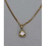 18ct gold and diamond pendant with a 0.25 ct single stone