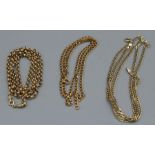 A 9ct gold belcher chain, 56cm in length approx 4.2gm, plus a fancy double link curb chain, approx