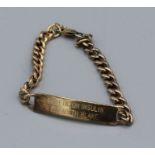 A 9ct gold medical bracelet in 9ct gold approx 21.8gm weight