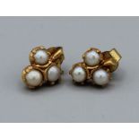 Vintage gulf pearl earrings, set in 22ct gold (unmarked but tested) Gross weight of 3.8gms