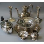 A selection of eight items of decoratively quality electroplated silverware to include a Mappin