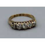 Five stone, old European cut diamond ring (estimate diamond weight of approx. 1ct) in 18ct gold (