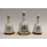 Three Bells Whisky Wade Commemorative bells - commemorating HRH Queen Elizabeth II 60th Birthday;