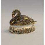 Royal Crown Derby Golden Jubilee Black Swan gold stopper paperweight, limited edition, number 124 of