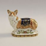 Royal Crown Derby Diamond Jubilee Corgi gold stopper paperweight, limited edition number 99 of