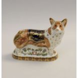Royal Crown Derby Royal Windsor Corgi paperweight, gold stopper, number 99 of 950, boxed
