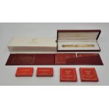 A Must de Cartier gold plated fountain pen, textured finish, in original box with paperwork and