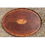 A large Edwardian oval inlaid tray