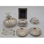 Maltese silver: A pair of Maltese embossed silver pin trays, diameter 9.2cm, together with a Maltese