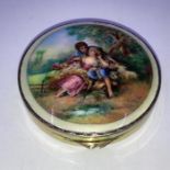 A fine quality silver gilt and enamel compact, Steinhart & Co, Birmingham import marks, diameter 6.