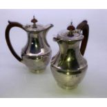 A pair of Silver baluster form coffee pots, by J B Chatterley & Sons Ltd, Birmingham 1935, (gross