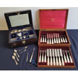 A Mappin & Webb oak cased set of princess plate fruit knives and forks for twelve, with mother of