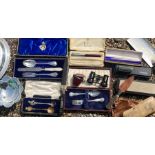 A large collection of silver plate to inc Christening sets boxes, flatware and others to include