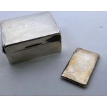 A silver card case, by Chester 1921, height 8.5cm, together with a silver cigarette box, this last