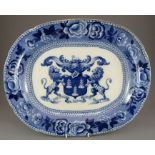 An early nineteenth century blue and white transfer-printed Riley Drapers Arms platter, c. 1825.