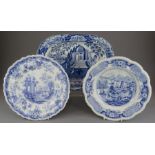 A group of early nineteenth century blue and white transfer-printed wares, c. 1810-20. To include: a