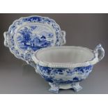 An early nineteenth century blue and white transfer-printed Hicks, Meigh and Johnson Stone China