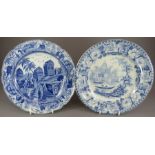 An early nineteenth century blue and white transfer-printed Spode Caramanian series dinner plate,