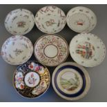 A group of late eighteenth, early nineteenth porcelain hand-painted saucers, c. 1780-1820. To