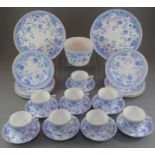 A late nineteenth century Derby porcelain blue and white transfer-printed Windsor pattern part tea