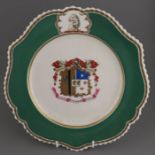 An early nineteenth century hand-painted porcelain Chamberlains Worcester armorial dinner plate with