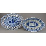 An early nineteenth century blue and white transfer-printed Spode Greek series chestnut basket and