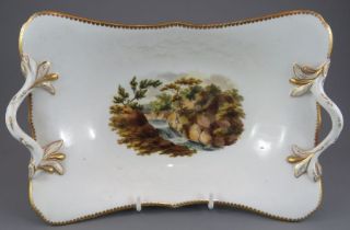 An early nineteenth century Spode porcelain flower-embossed and hand-painted with a a titled scene