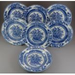 A group of early nineteenth century blue and white transfer-printed Basket of Flowers pattern plates