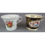 Two early nineteenth century hand-painted porcelain Chamberlain Worcester cups, c. 1815. The first