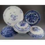 A selection of early nineteenth century blue and white transfer-printed wares, c. 1820. To