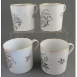 A group of four Spode bat printed pattern 500 floral coffee cans, c. 1810-20. One is marked. Each
