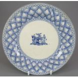 An early nineteenth century blue and white transfer-printed Spode armorial design plate, c. 1825. It