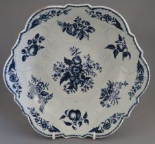 A late eighteenth century blue and white transfer-printed Worcester porcelain Pinecone pattern