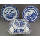 A group of early nineteenth century blue and white transfer-printed Spode wares, c. 1800-10. To