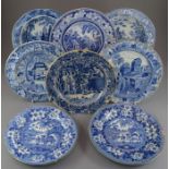 A group of early nineteenth century blue and white transfer-printed wares, c. 1820. To include: a