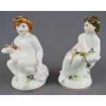 Two twentieth century Royal Crown Derby porcelain Infant Seasons figures, c. 1996. Summer (Joan Lee)