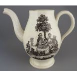 An eighteenth century Wedgwood creamware coffeepot, c. 1760-70. It is decorated with the tea