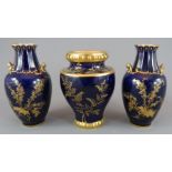 A group of early twentieth century Royal Crown Derby porcelain vases, c. 1900-10. All are
