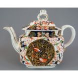 A late nineteenth century Derby porcelain pattern 198 imari-style teapot and cover, c. 1880. It is