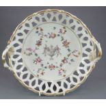 A superb mid-eighteenth century Chelsea Derby porcelain large, open two-handled dessert basket