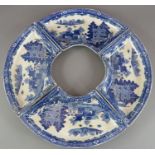 An early nineteenth century blue and white transfer-printed Spode Forest Landscape pattern part