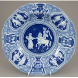 An early nineteenth century blue and white transfer-printed Spode Greek series soup dish, c. 1810.