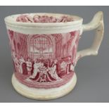 An early nineteenth century red and white transfer-printed commemorative William IV mug, c. 1830.