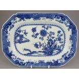 A mid-eighteenth century blue and white hand-painted Chinese platter, c. 1750-70. It is decorated