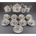 An early nineteenth century Spode porcelain bat printed tea service decorated with flower sprays, c.