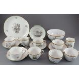 A group of early nineteenth century Spode black bat printed tea wares, c. 1820. To include: two