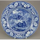 An early nineteenth century blue and white transfer-printed Adams Lions pattern dinner plate, c.