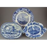 A group of early nineteenth century blue and white transfer-printed wares, c. 1825. To include: a