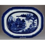 An early nineteenth century blue and white transfer-printed Spode Dagger Landscape pattern large